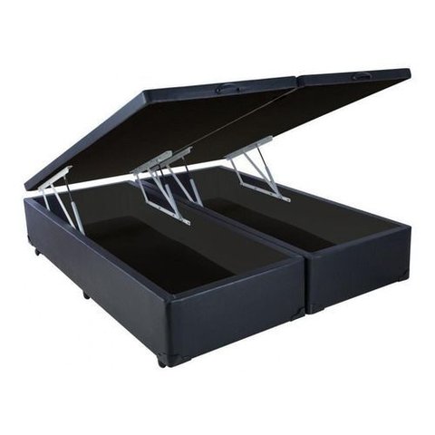 Cama Box Baú Queen Reforçada Fabricação Própria - Corino - Preto