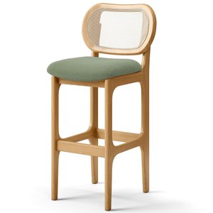 Banqueta Alta Para Cozinha Bancada Sala Tela Betta Fixa L02 Bouclê Oliva - Lyam Lyam Decor