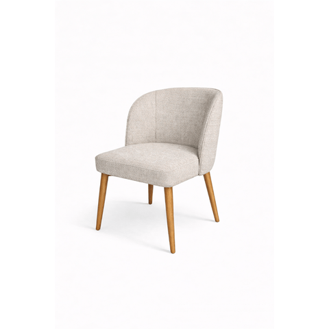 Cadeira Estofada com Encosto Anatômico 81cm em Madeira Maciça Lina Linho Bege Oona Design Mel