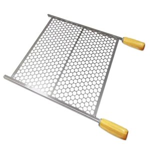 Grelha Tela Inox Cabo em Madeira Lobo Churrasqueiras Medida 40x50