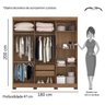 Conjunto Quarto de Casal Cômoda 5 Gavetas Veneza e Guarda-Roupa Casal Itapoá Espresso Móveis - 5