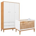 Ver imagem 1 de Berço Americano e Guarda Roupa Unique 3 Portas Branco Soft Freijó Eco Wood - Matic
