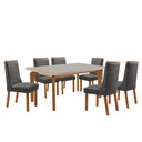 Ver imagem 2 de Mesa de Jantar Liz 180cm Tampo MDF Vidro Canto Copo com 6 Cadeiras Carolina