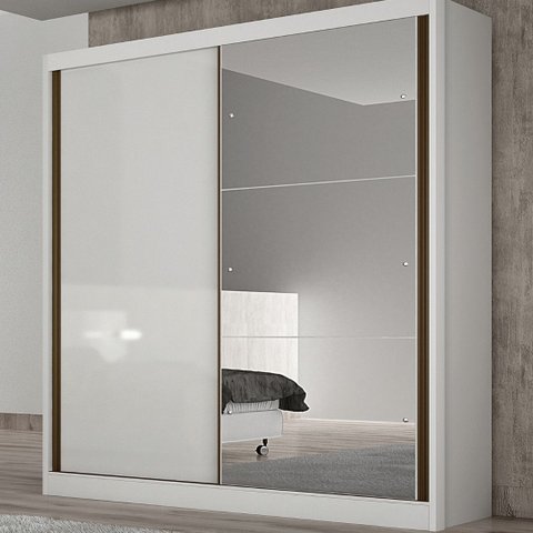 Guarda Roupa Casal 2PTS 3GAV C/Espelho Thor Plus 1600 Novo Horizonte Branco