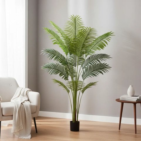 Palmeira Areca Artificial Planta Coqueiro Folhagem com 1.60m Verde