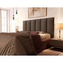 Ver imagem 1 de Cabeceira Almofadada para Cama Casal Box Suspensa Dubai 0,90 X 55 Marrom Suede