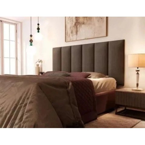 Cabeceira Almofadada para Cama Casal Box Suspensa Dubai 0,90 X 55 Marrom Suede