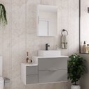 Ver imagem 1 de Conjunto Gabinete Banheiro Nivus 80cm (armário + Cuba + Espelheira) Branco / Cinza