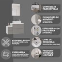 Ver imagem 6 de Conjunto Gabinete Banheiro Nivus 80cm (armário + Cuba + Espelheira) Branco / Cinza
