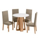 Ver imagem 2 de Conjunto Sala de Jantar Estilo Redonda 4 Lugares Laura Amarelo/Mel/Off White Fosco