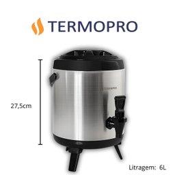 Botijão Garrafa Térmica com Torneira Inox 6 Litros Termopro - 2