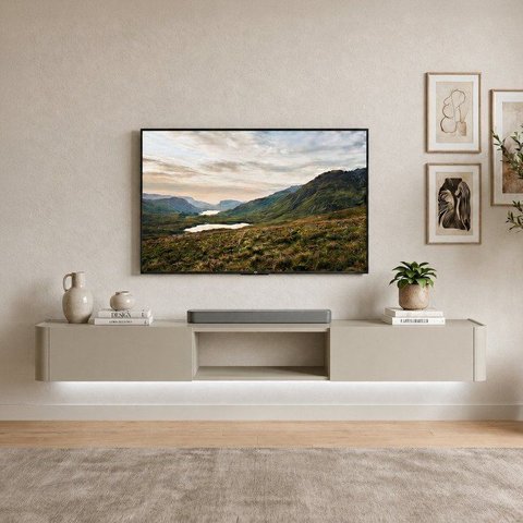 Rack Suspenso Oslo 180cm para TV 75 Polegadas em MDF Off White