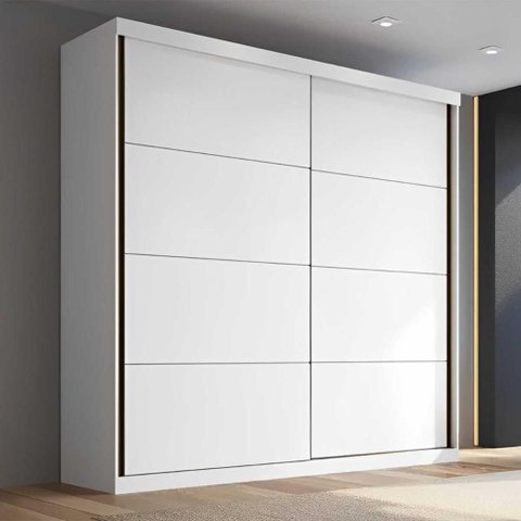 Guarda Roupa Casal 219cm 2 Portas de Correr e 6 Prateleiras Cor:branco