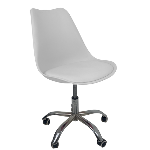 Cadeira Office Base Cromada com Rodizio Giratória Saarinen - Branco - 1