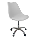Ver imagem 1 de Cadeira Office Base Cromada com Rodizio Giratória Saarinen - Branco - 1