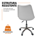 Ver imagem 4 de Cadeira Office Base Cromada com Rodizio Giratória Saarinen - Branco - 1