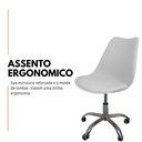 Ver imagem 3 de Cadeira Office Base Cromada com Rodizio Giratória Saarinen - Branco - 1