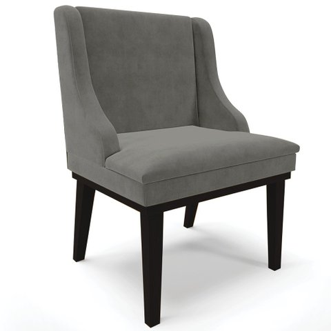 Poltrona Decorativa Base Fixa de Madeira Firenze Suede Grafite/Preto - Gran Belo