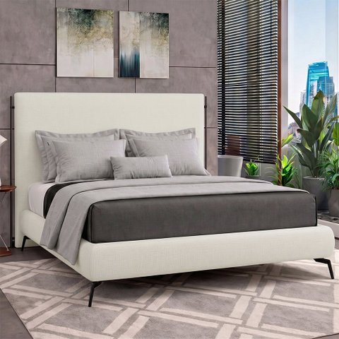 Cama Japonesa com Cabeceira Almeriaharu Casal Facto Off White - Sallar Home