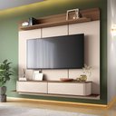 Ver imagem 1 de Home Painel Galax Suspenso para Tv até 70 Polegadas com Off White/castanho G26 - Hb Móveis