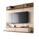 Ver imagem 2 de Home Painel Galax Suspenso para Tv até 70 Polegadas com Off White/castanho G26 - Hb Móveis
