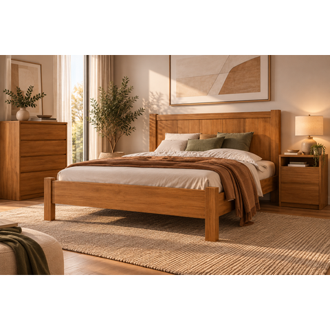 Cama de Casal Versátil 147cm 100% MDF Cor Cedro