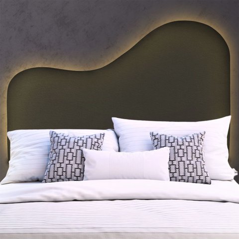 Cabeceira Led Orgânica 160cm Casal Queen Painél para Cama Box Bouclé Serena