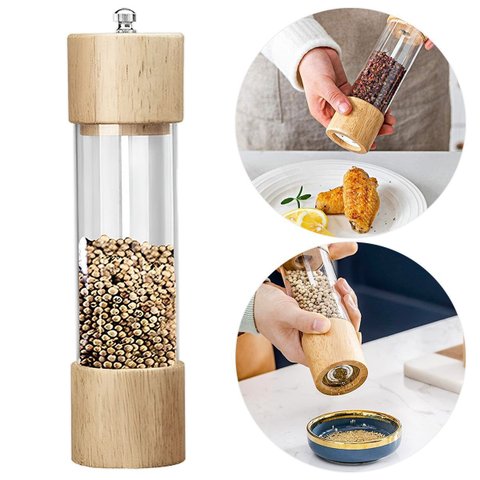 Moedor de Pimenta e Sal Madeira Manual Temperos 16x5cm