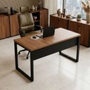 Ver imagem 1 de Mesa Escritório Escrivaninha 140cm x 60cm Pés em Metal Tampo 100% MDF Industrial Executive Marrom/Nogal/Preto