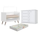 Ver imagem 1 de Berço Americano Q Encanto 3820 Retrô Branco Acetinado - Qmovi e Cômoda Infantil Americano Branco HP