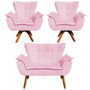 Ver imagem 1 de Kit 01 Namoradeira e 02 Poltronas Opala Suede Rosa Bebê
