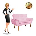 Ver imagem 2 de Kit 01 Namoradeira e 02 Poltronas Opala Suede Rosa Bebê