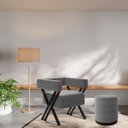 Ver imagem 1 de Kit Poltrona e Puff Decorativa Dunas Estilo Industrial:linho Cinza