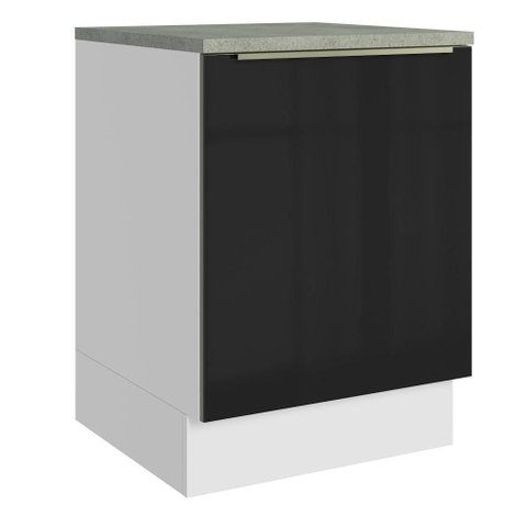 Balcão de Cozinha 60 Cm 1 Porta Branco/preto Lux Madesa Branco/preto