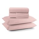 Ver imagem 3 de Jogo de Lençol Cama King 4 Peças 100% Algodão Malha Penteada:rosê