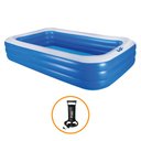 Ver imagem 1 de Piscina Inflável Retangular Azul 1.500 Litros 305 cm PVC com Bomba VG+ VG Plus