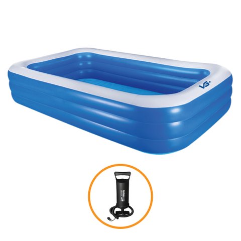 Piscina Inflável Retangular Azul 1.500 Litros 305 cm PVC com Bomba VG+ VG Plus