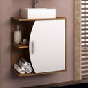 Ver imagem 3 de Armário Balcão Gabinete Para Banheiro Com 01 Porta 60 cm Duna B06 Branco Nogal - Lyam Decor