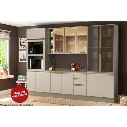 Cozinha Completa Connect 8 Peças (1 Armário + 2 Balcões + 2 Paneleiros + 3 Complementos) C8P06