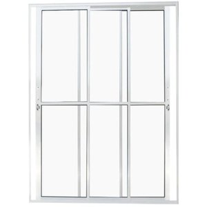Porta de Aluminio Sacada 3 Folhas Móveis com Fechadura Linha Premium:branco/2,10 X 1,50