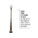 Ver imagem 2 de Poste Colonial Viena para Jardim de Alumínio 01 Globo 3,07m