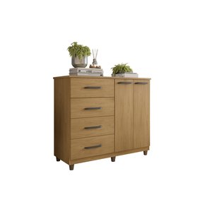 Cômoda 2 Portas 4 Gavetas Moderna Ideal para Sua Necessidade - Freijó