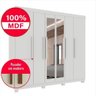 Guarda-roupa Casal 100% Mdf 6 Portas com Espelho 4 Gavetas Londres Prime Imop Branco Neve Branco - 4