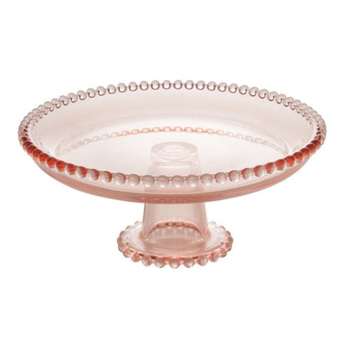 Prato Cristal com Pé Pearl Rosa 20cm 28638 - Wolff