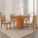 Ver imagem 1 de Mesa de Jantar Eloise 90cm Tampo MDF Laminado Canto Copo com 4 Cadeiras Yasmin