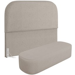 Cabeceira Cama Box Casal 140cm Lanna com Puff Recamier Doha W01 Linho Bege - Lyam Decor - 1