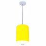Luminária Pendente Vivare Free Lux Md-4103 Cúpula em Tecido Amarelo da Canopla Canopla Branca e - 1