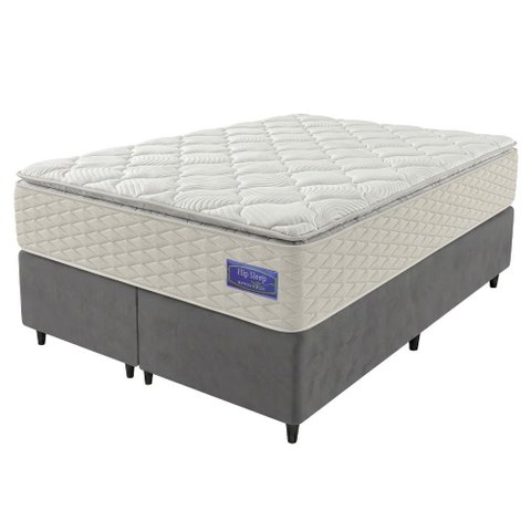 Cama Box Queen Colchão Ortopédico Atena Molas Ensacadas Pillow Top Hip Sleep