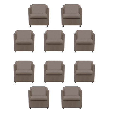 Kit 10 Poltronas Decorativa Reforçada Recepção Clinica Salão Suede:capuccino