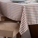 Ver imagem 5 de Toalha de Mesa 6 Lugares Tecido Oxford Estampado Xadrez Mesa de Jantar Cozinha 1 Peça Marrom